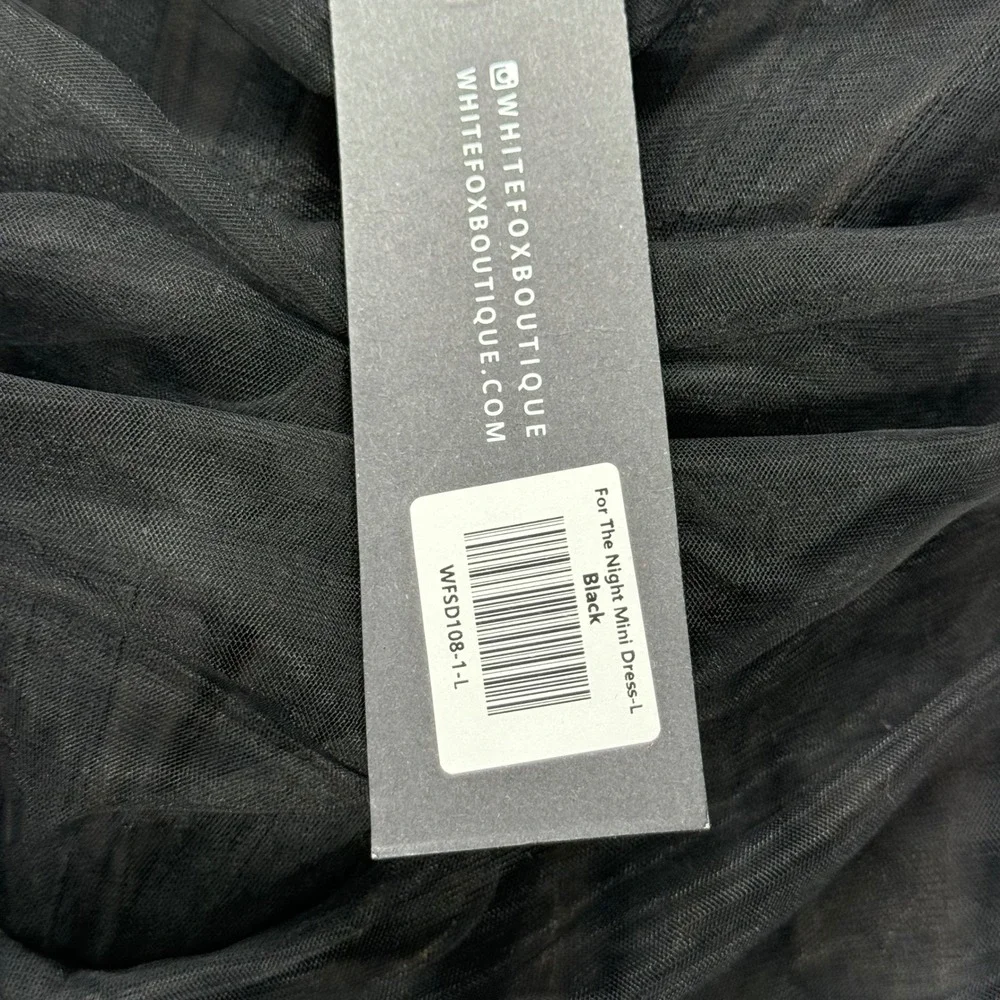 White Fox Mini Dress‎ Black Tulle Strapless Ruched Party Cocktail Size L